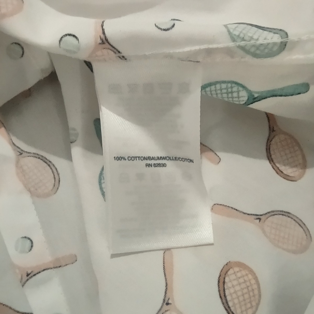 Lands' End Tennis Racket Print No Iron Supima Blouse - Picture 6 of 8